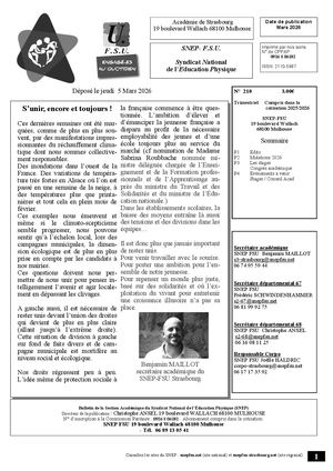 Bulletin snep-fsu Strasbourg 210 mars 2026