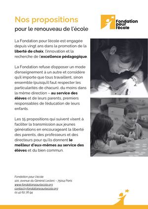 Nos Propositions - Plaidoyer FPE