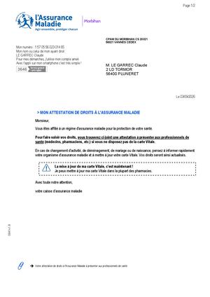 Attestation De Droits 2026 09 03