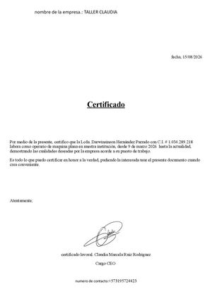 Documento A4 Carta De Certificación Laboral Corporativa Azul Y Blanco