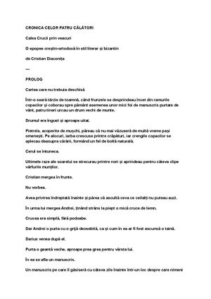 CRONICA CELOR PATRU CĂLĂTORI DE CRISTIAN DIACONIȚA