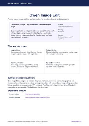 Qwen Image Edit - Product Brief