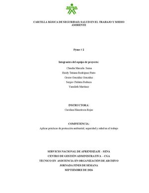 CARTILLA BÁSICA DE SEGURIDAD, SALUD EN EL TRABAJO Y MEDIO  AMBIENTE Pyme # 2