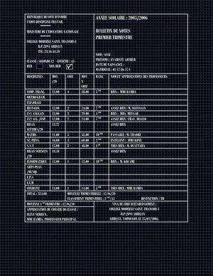 BULLETIN SECONDE TRIMESTRE 1