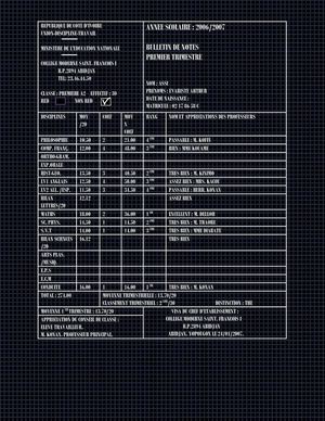 BULLETIN PREMIERE TRIMESTRE 1