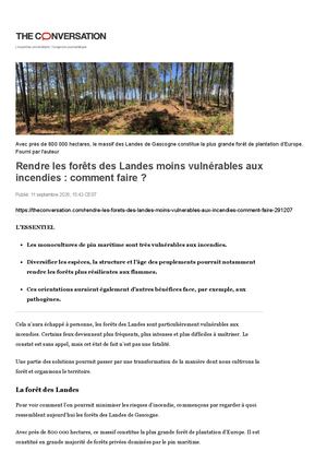 Rendre Les Forêts Des Landes Moins Vulnérables Aux Incendies Comment Faire Optimized