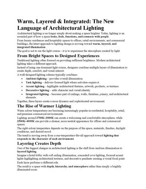 Warm, Layered & Integrated The New Language Of Architectural Lighting