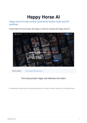 Happy Horse AI - Product Brief
