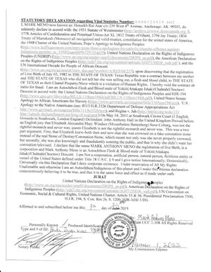Statutory Declaration Mailed to the Texas Comptroller and Filed With the Office Of The Governor, Greg Abbott For Hensekh Rai Asar
