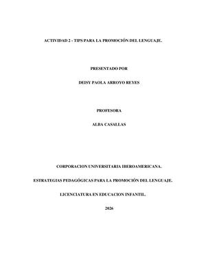 Actividad 2 Tips Para La Promoción Del Lenguaje