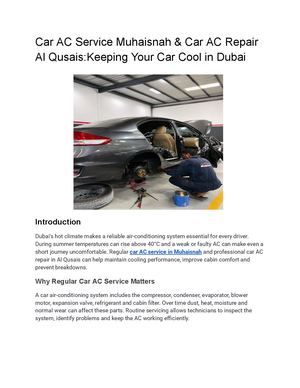 Car Ac Service Muhaisnah & Car Ac Repair Al Qusais