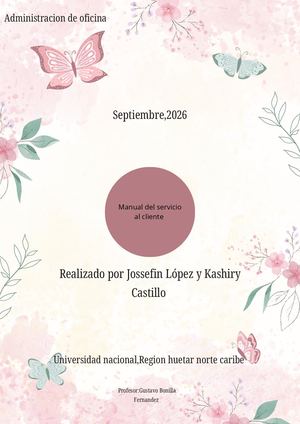 Documento A4 Portada De Proyecto Con Mariposas Delicado Rosa