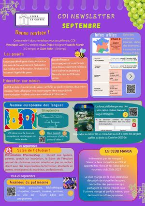 Newsletter Septembre Cdi Le Castel
