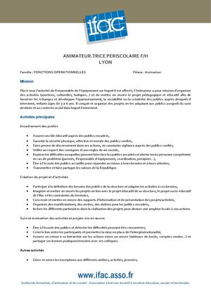 Aci Animateur Trice Cdii Lyon
