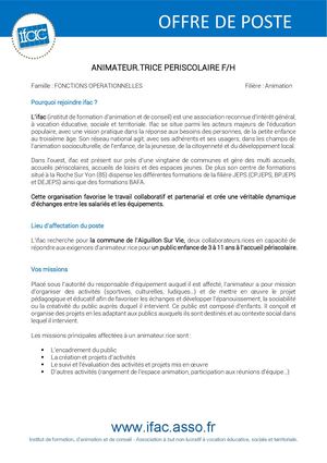 Aci Animateur Trice Cdd L'aiguillon Sur Vie
