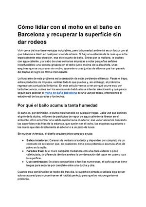 Cómo Lidiar Con El Moho En El Baño En Barcelona Y Recuperar La Superficie Sin Dar Rodeos