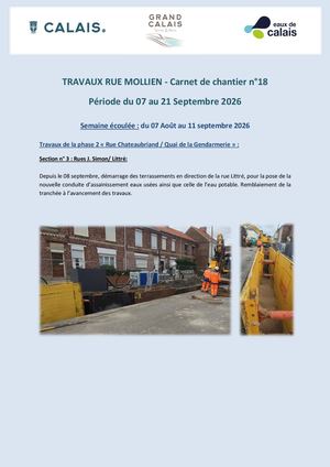 Travaux Rue Mollien Carnet Chantier N18 Semaines 37 Et 38