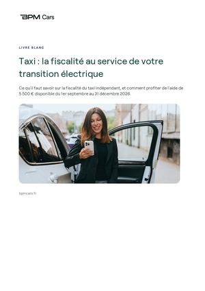 Taxi : la fiscalité au service de votre transition électrique