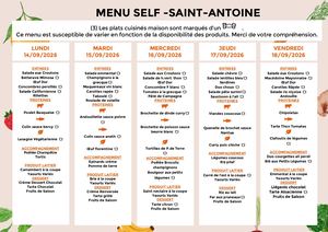 Menu Self 14 09 2026 Au 18 09 2026