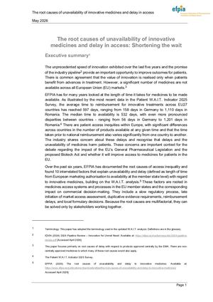 The root causes of unavailability of innovative medicines and delay in access: Shortening the wait