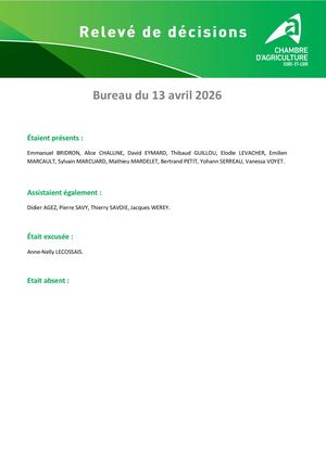 28 Relevé De Décisions Du Bureau Du 13 Avril 2026