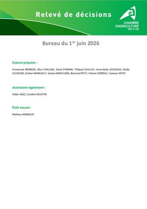 28 Relevé De Décisions Du Bureau Du 1er Juin 2026