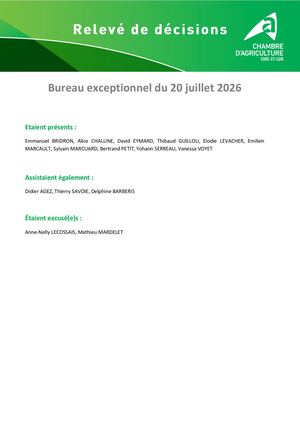 28 Relevé De Décisions Du Bureau Exceptionnel Du 20 Juillet 2026