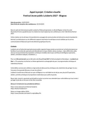Appel à Projet Création Visuel Luluberlu 2027
