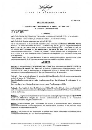 Arrêté n°284-2026