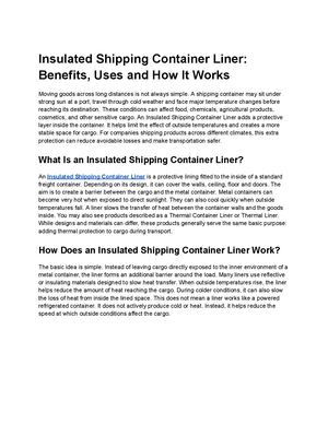Insulated Shipping Container Liner