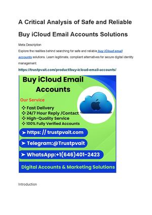 A Critical Analysis Of Safe And Reliable Buy I Cloud Email Accounts Solutions