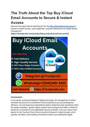 The Truth About The Top Buy I Cloud Email Accounts To Secure & Instant Access