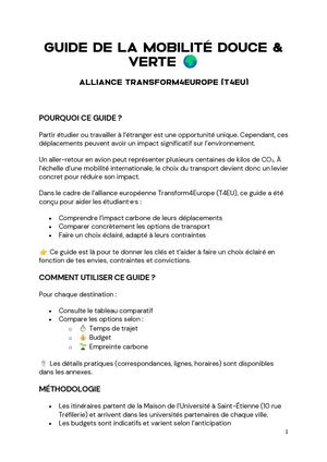 Guide De La Mobilité Douce & Verte
