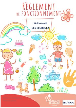 Règlement De Fonctionnement Les Ecureuils à Compter De Sept 2026