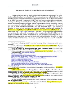2025.11.30 - The Word of God for the Twenty-Sixth Sunday after Pentecost