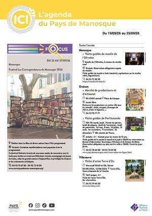 Agenda du Pays de Manosque / Du 19 au 25 septembre