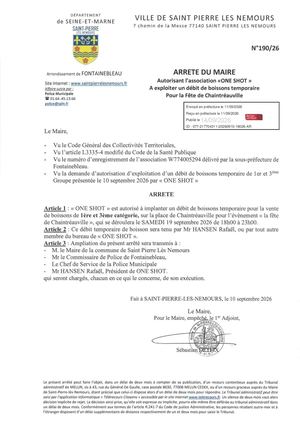 ARRETE 190 26 Débit De Boisson