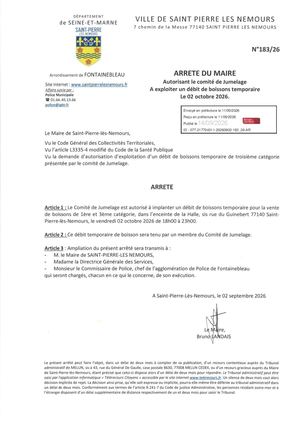 ARRETE 183 26 Débit De Boisson Jumelage