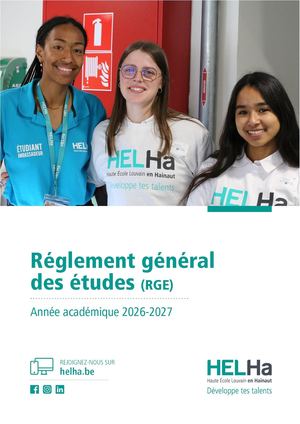 Règlement Général des Etudes (RGE) 2026-27