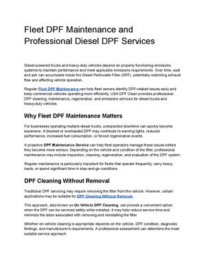 Fleet Dpf Maintenance And Professional Diesel Dpf Services
