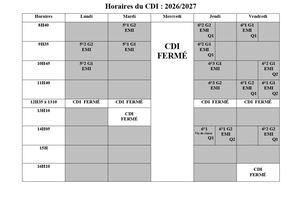 Horaires Cdi 2026 2027 A4