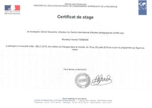 Certificat De Stage Belc 2016 Les Métiers Du Français Dans Le Monde