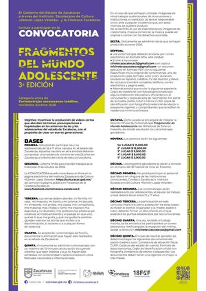 Convocatoria "Fragmentos del mundo adolescente" 3º edición