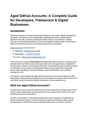 Aged Git Hub Accounts A Complete Guide For Developers, Freelancers & Digital Businesses