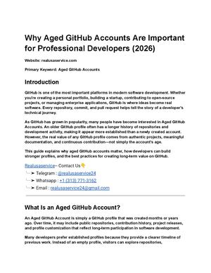 Why Aged Git Hub Accounts Are Important For Professional Developers (2026)