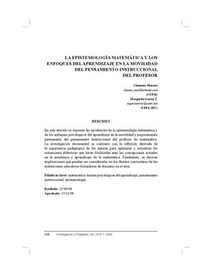 Dialnet La Epistemologia Matematica Ylos Enfoques Del Aprendizaj 3223331