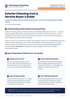 London Pressure Washing & Soft Wash Price List 2026 – Per M² Rates & Job Estimates