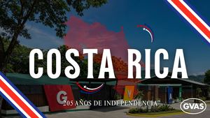 Presentación Día De La Independencia De Costa Rica Moderno Rojo Y Azul