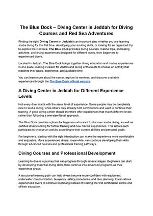 The Blue Dock – Diving Center In Jeddah For Diving Courses And Red Sea Adventures