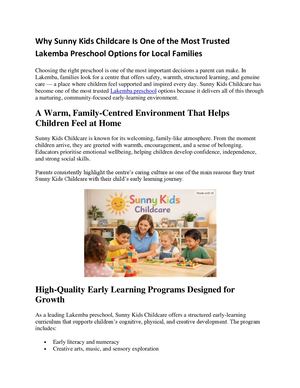 Why Sunny Kids Childcare Is One Of The Most Trusted Lakemba Preschool Options For Local Families